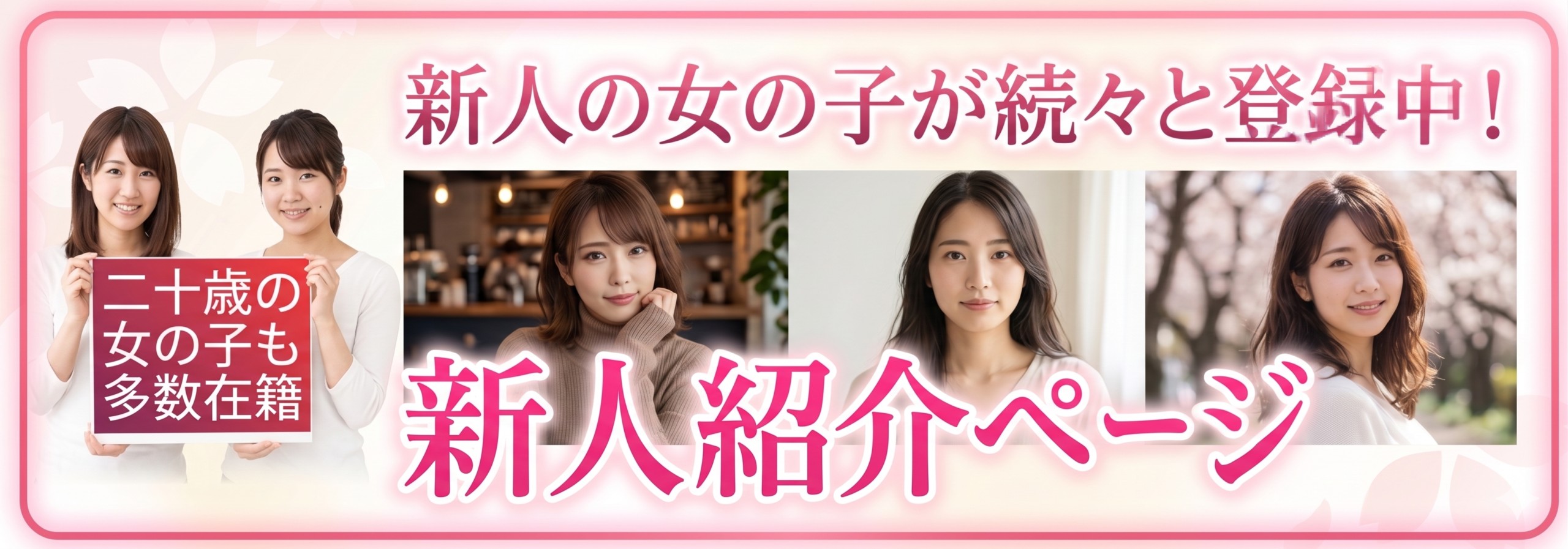 新人の女の子が続々と登録中!新人紹介ページ 二十歳の女の子も多数在籍